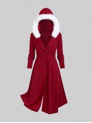 Plus Size Faux-fur Hooded Long Coat -  