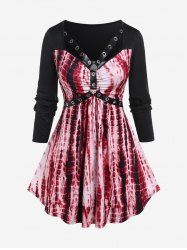Gothic Harness Tie Dye Long Sleeves Tunic Top -  