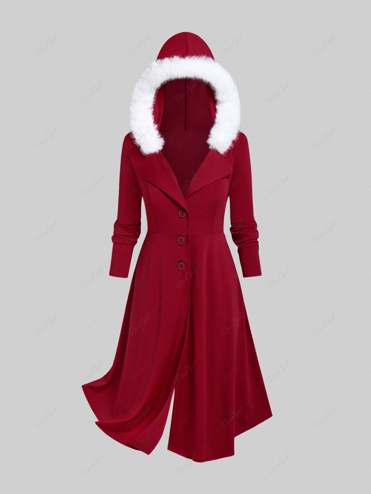 Fancy Plus Size Faux-fur Hooded Long Coat  