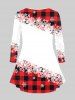 Christmas Snowflake Checked Tree Print T-shirt and Glitter Print Leggings Plus Size Outfit -  