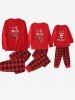 Pantalon de Pyjamas à Imprimé Cerf de Noël et Lettre à Carreaux - Rouge M