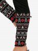 Plus Size Christmas Elk Snowflake Printed Skinny Leggings -  