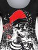 T-shirt de Noël Imprimé Squelette de Flocon de Neige et Cerf de Grande Taille à Manches Longues - Noir S | US 8