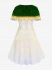 Plus Size Christmas Tree Ball Print A Line Dress -  