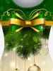 Plus Size Christmas Tree Ball Print A Line Dress -  