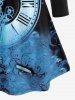 Plus Size Skull Rose Clock Print Long Sleeve T-shirt -  