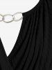 Plus Size Keyhole Chains Draped Surplice T-shirt -  