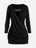 Plus Size Keyhole Chains Draped Surplice T-shirt -  
