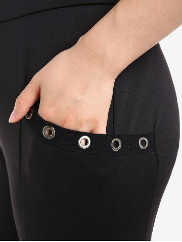 Gothic Pockets Grommets Studs Embellished Skinny Pants