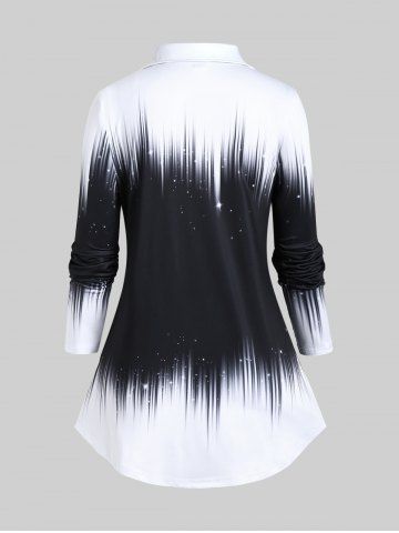 Plus Size Monochrome Colorblock Button Up Shirt