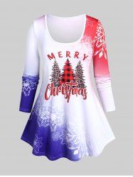 Plus Size Graphic Snowflake Print Christmas T-shirt -  
