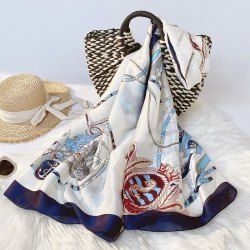 Imitation Silk Printed Long Scarf -  