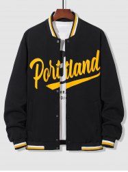 Letter Fleece Lining Preppy Baseball Jacket -  