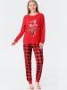 Pantalon de Pyjamas à Imprimé Cerf de Noël et Lettre à Carreaux - Rouge M