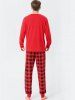 Men Merry Christmas Letters Elk Printed Plaid Pajamas Sweatshirt Set -  