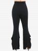 Plus Size Lace Panel Flounce Pull On Flare Pants -  