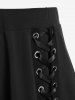 Plus Size Lace-up Double Layered Pull On A Line Midi Skirt -  