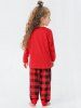 Kids Merry Christmas Letters Elk Plaid Pajamas Sweatshirt Set -  