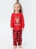 Kids Merry Christmas Letters Elk Plaid Pajamas Sweatshirt Set -  