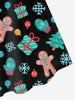 Plus Size Christmas Gingerbread Tree Gloves Gift Print A Line Dress -  
