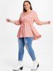 Plus Size Hooded Zipper Drawstring Waisted Roll Tab Sleeves Solid Coat -  