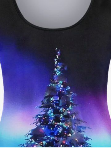 Plus Size Christmas Tree Print Ombre T-shirt