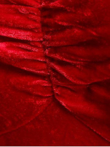 Plus Size Two Tone Balls Flare Sleeves Hooded Christmas Mini Dress with Pockets