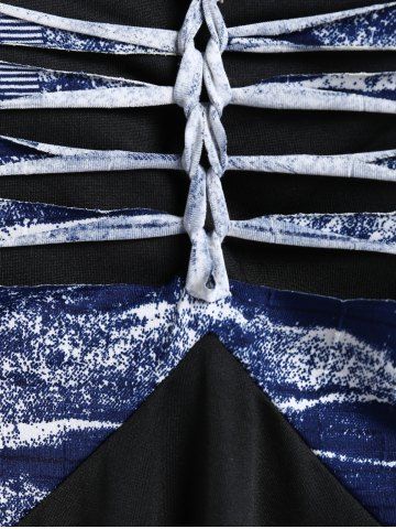 Plus Size Tie Dye Letter Print Ripped Hanky Hem Top