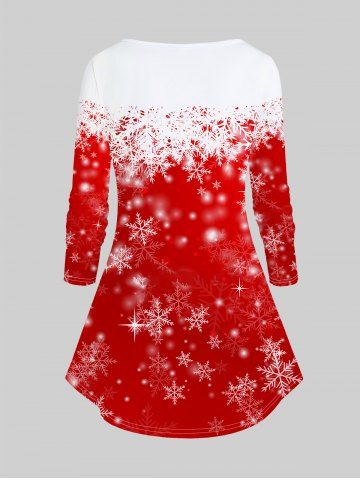 Plus Size Snowflake Bear Snowman Print Christmas T-shirt
