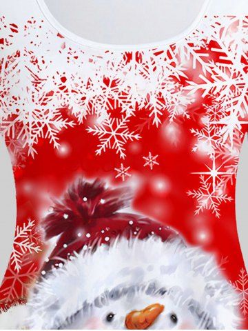 Plus Size Snowflake Bear Snowman Print Christmas T-shirt