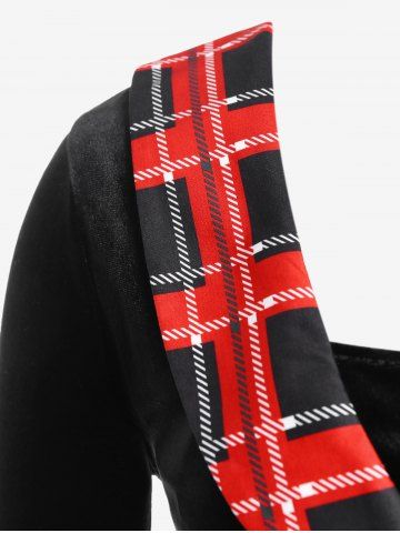 Plus Size Velvet Plaid T-shirt