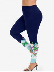 Plus Size Christmas Snowman Print Leggings -  