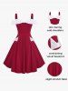 Plus Size Christmas Velvet Bowknot Cold Shoulder Dress -  