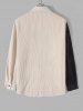 Colorblock Rose Embroidered Long Sleeve Corduroy Shirt -  
