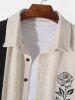 Colorblock Rose Embroidered Long Sleeve Corduroy Shirt -  