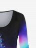 Plus Size Christmas Tree Print Ombre T-shirt -  