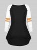 Halloween Pumpkins Stripes Candy Star Printed Colorblock Raglan Sleeves Tee -  