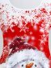 T-shirt de Noël à Imprimé Flocon de Neige Ours et Bonhomme de Neige de Grande Taille - Rouge 2X | US 18-20
