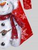 T-shirt de Noël à Imprimé Flocon de Neige Ours et Bonhomme de Neige de Grande Taille - Rouge 2x | US 18-20