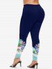 Plus Size Christmas Snowman Print Leggings -  