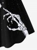 Robe Ajustée Evasée Gothique à Imprimé Rose Squelette - Noir L | US 12
