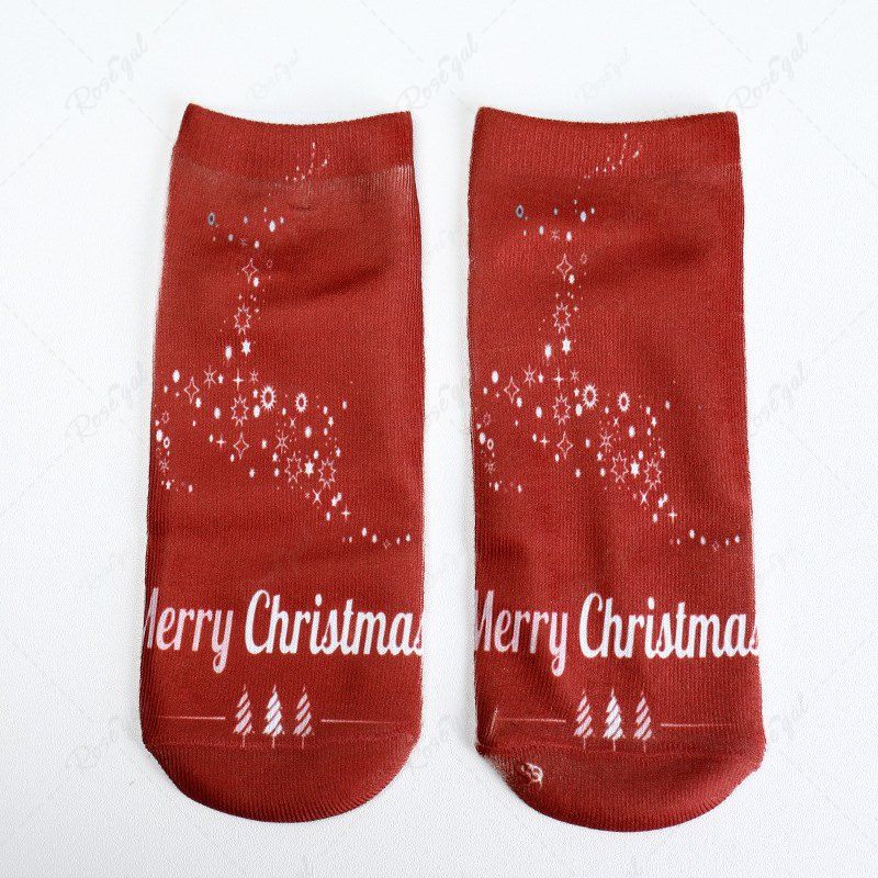 Chaussettes de Noël à Imprimé 3D Numérique Rouge 