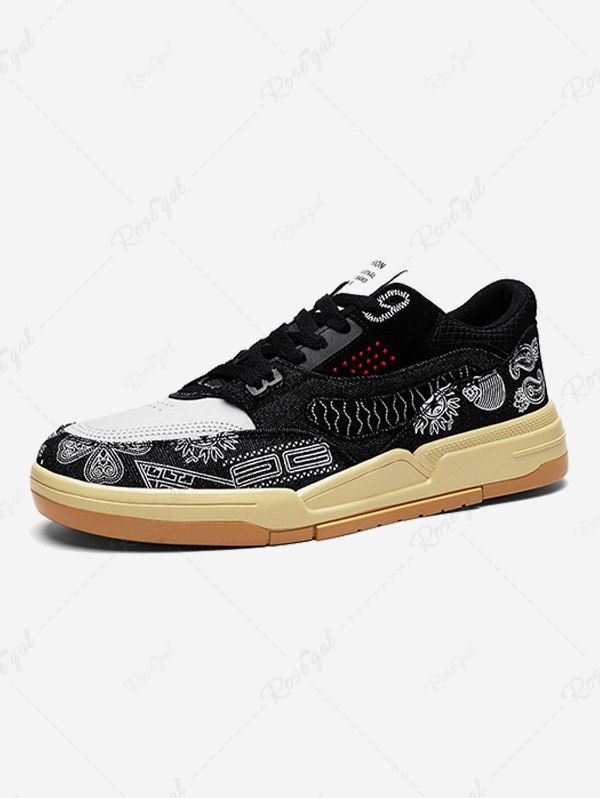 Chaussures de Planche à Imprimé Cachemire Fleur Noir EU 44