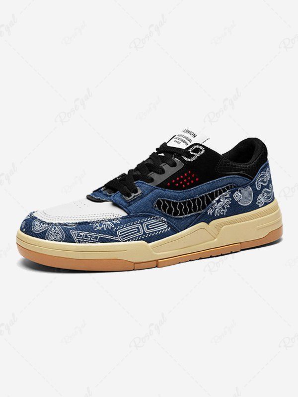 Best Mixed Media Paisley Floral Print Board Shoes  