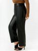 Plus Size Faux Leather Straight Pull On Pants -  