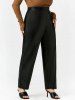 Plus Size Faux Leather Straight Pull On Pants -  