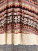 Ethnic Style Printed Faux Fur Lace Up Textured Panel A Line Midi Hooded Dress -  