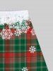 Jupe à Imprimé Bonhomme de Neige et Flocons de Neige de Noël à Carreaux Grande-Taille - Vert profond L | US 12