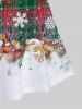 Plus Size Christmas Plaid Snowman Snowflake Print Skirt -  