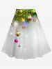 Plus Size Christmas 3D Ball Print A Line Skirt -  